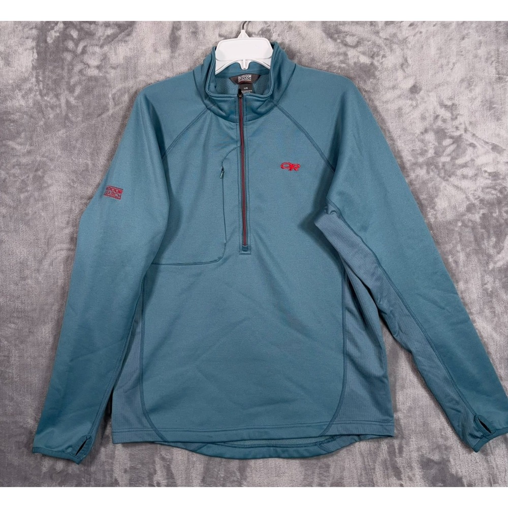 Outdoor Research Radiant Hybrid Pullover Sweatshirt Mens Large 1/2 1/4 Zip Blue